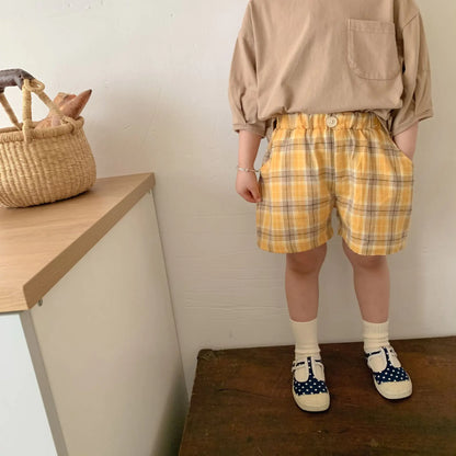 Casual Retro Plaid Shorts for Kids