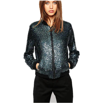 Glam Sequin Women's Baseball Jacket