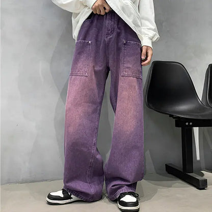 Men's Purple Streetwear Jeans - Retro Hip-hop Style
