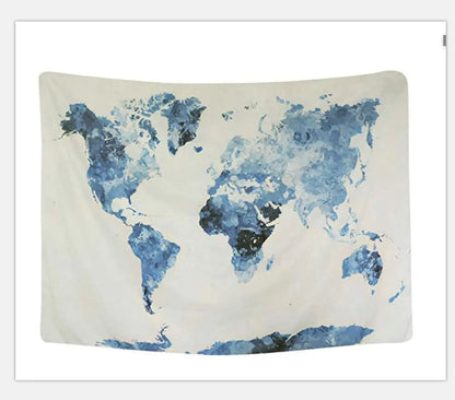 Blue Map Wall Art Tapestry