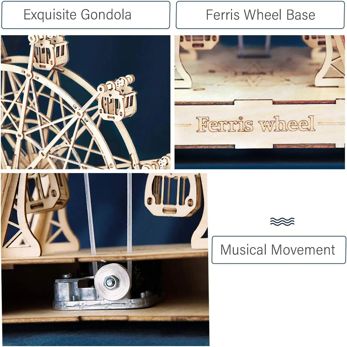 DIY 3D Ferris Wheel Music Box Assembly Model Toy
