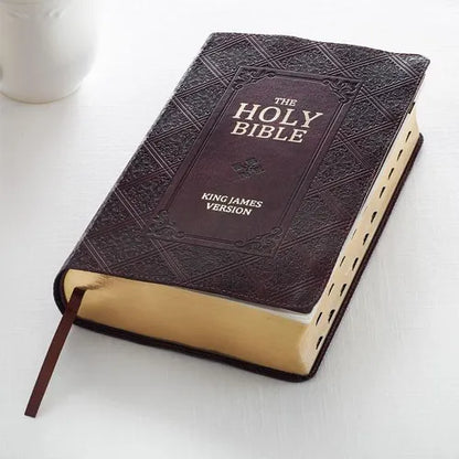 KJV Giant Print Lux-Leather Pattern Dark Brown - Imitation Leather