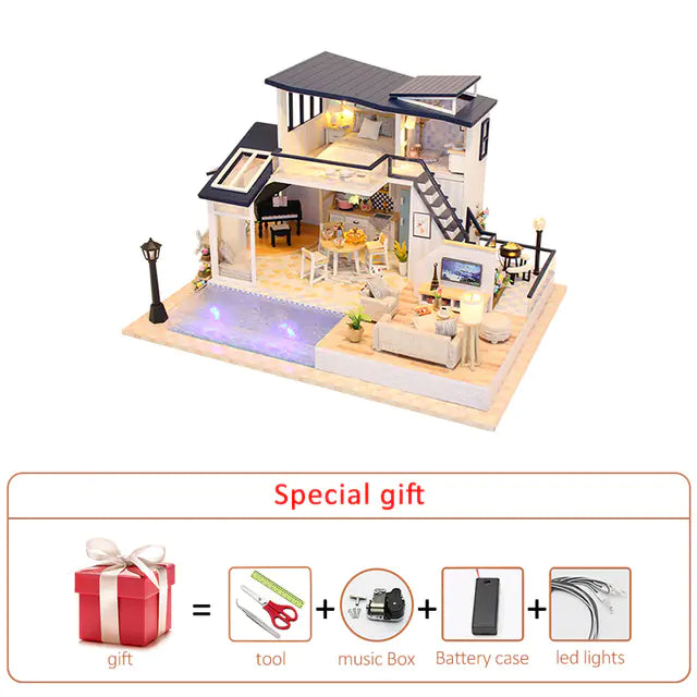 DIY Sound-Light Model Toy Cabin