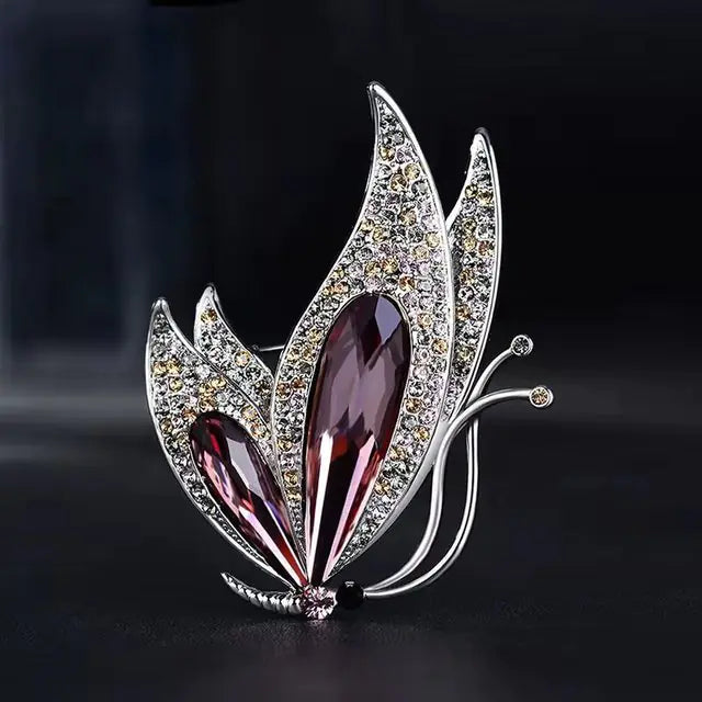 Luxurious Retro Diamond Butterfly Scarf Brooch