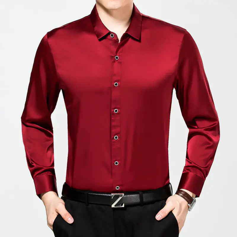 High-End Pure Color Silk Shirt