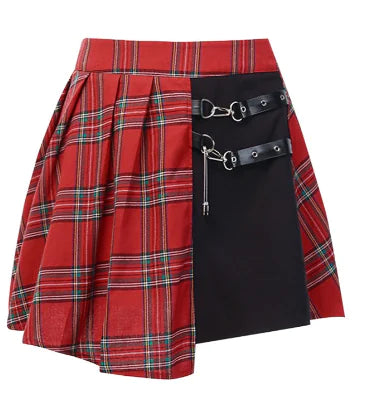 Checkered Charm Leather Skirt