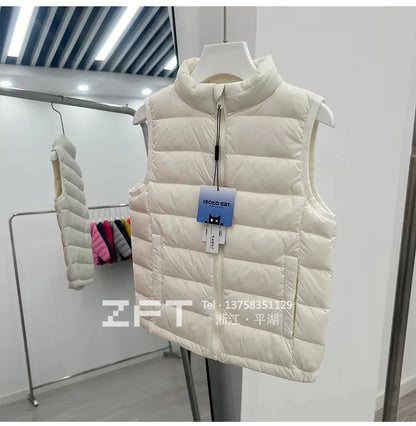 Kids Lightweight Down Vest with Stand Collar (90% White Duck Down)