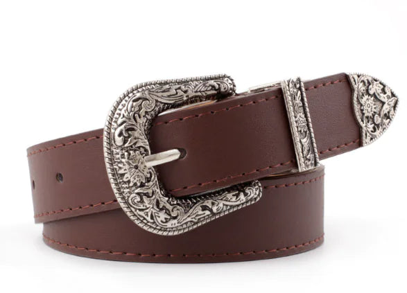 Vintage Pin Buckle Leather Belt for Women (Genuine Leather)
