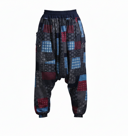 Men's Soft Printed Crotch Pants - Yonago Flower Design