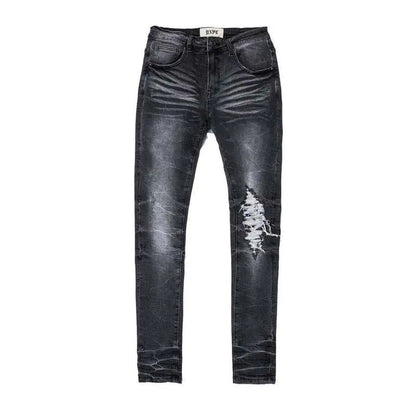 Distressed Black Punk Wind Pressure Jeans