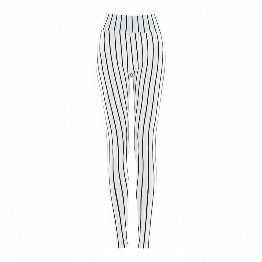 Black and White Striped High Waist Cropped Trousers