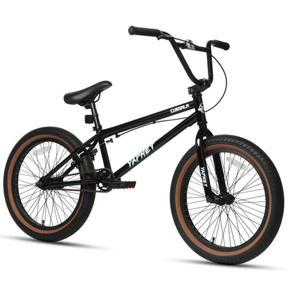 CUBSALA 20" Hi-Ten Steel Frame Freestyle BMX Bike with Black with Brown Tires - YOUTH