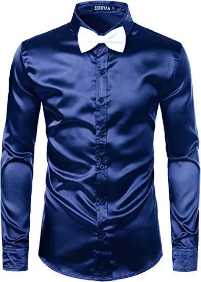Men's Shiny Disco Short Sleeve Shirt for Casual Wear