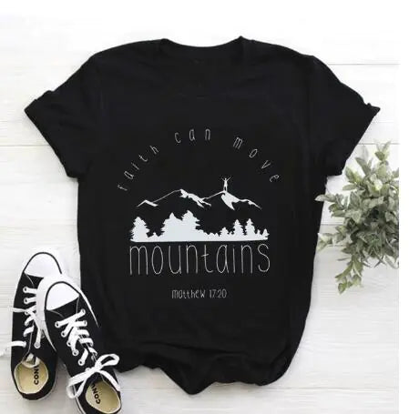 Unisex Cotton Summer Tees with Faith & Mountains