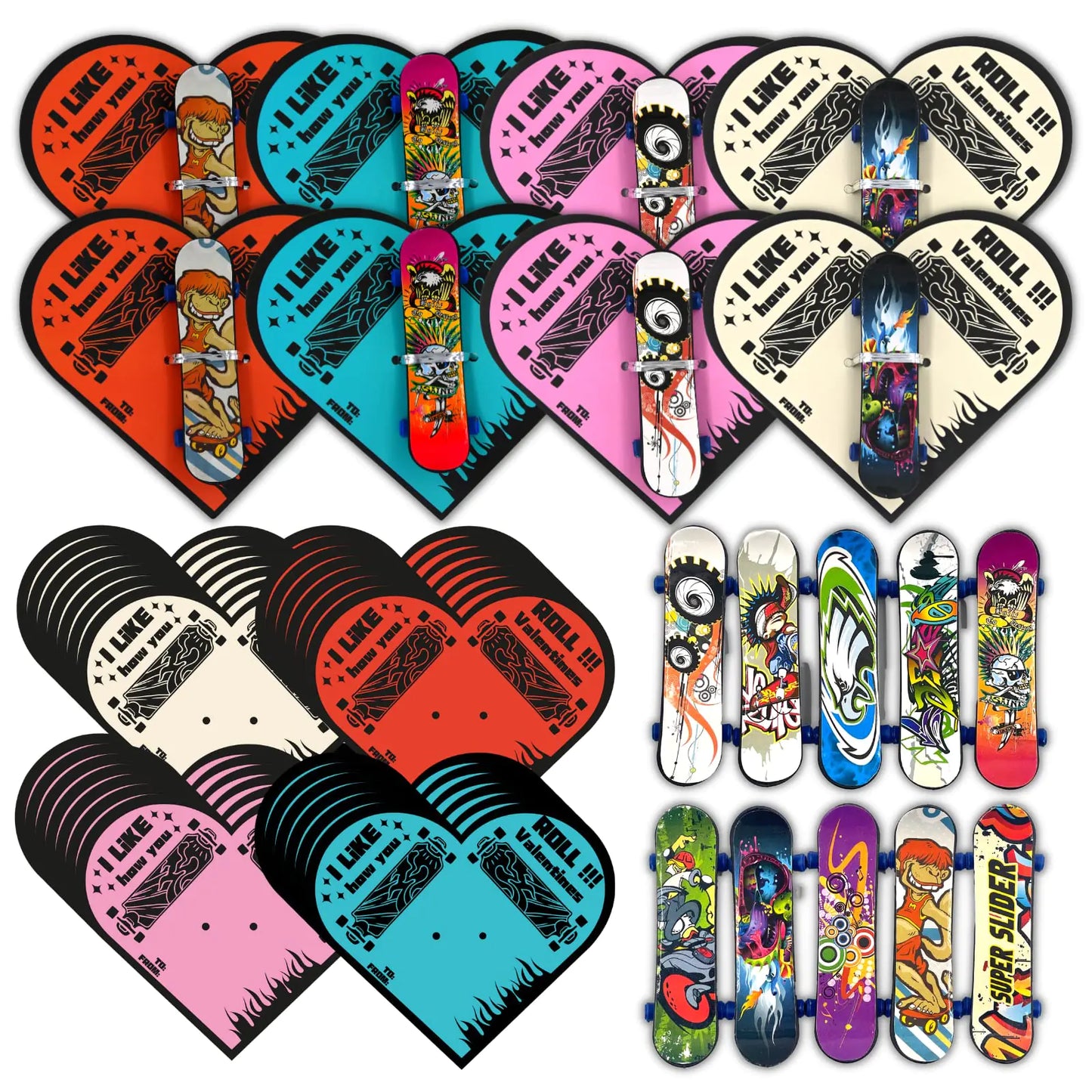 VTYEPOU Kids' Valentine Card & Toy Skateboards - 32 Pack