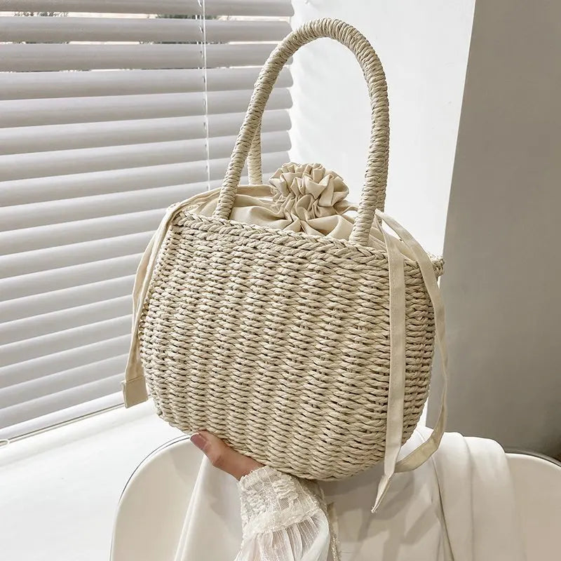 Women's Rattan Basket Beach Bag