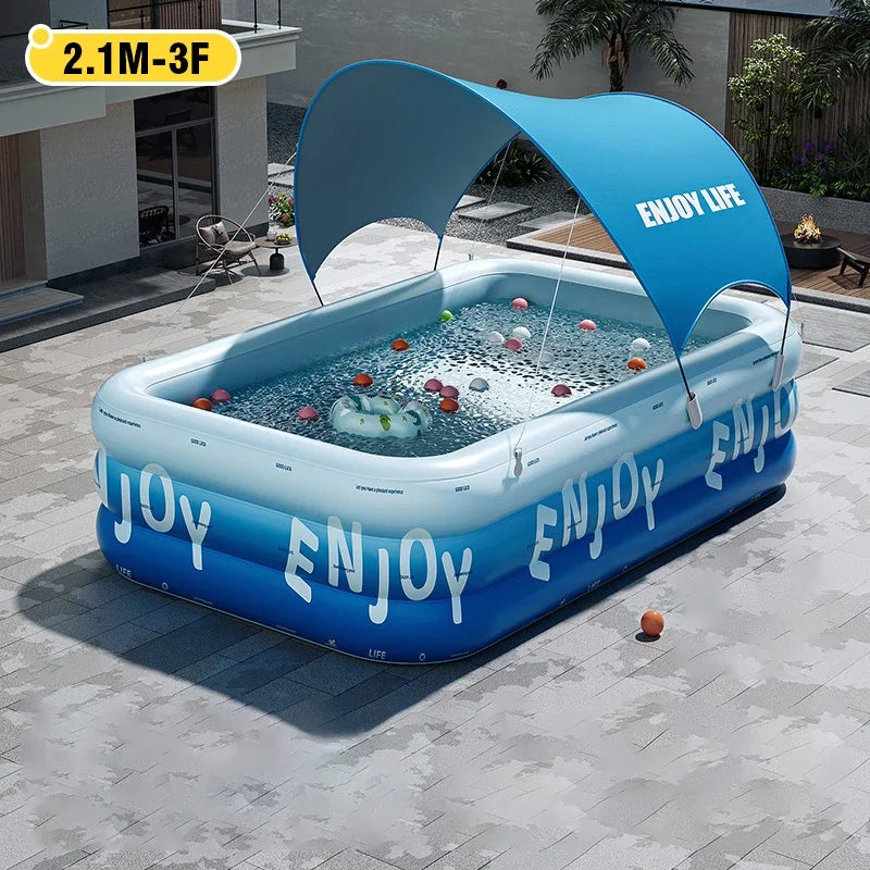 Family Inflatable Swimming Pool 3/2.6/2.1M -  Large with Canopy