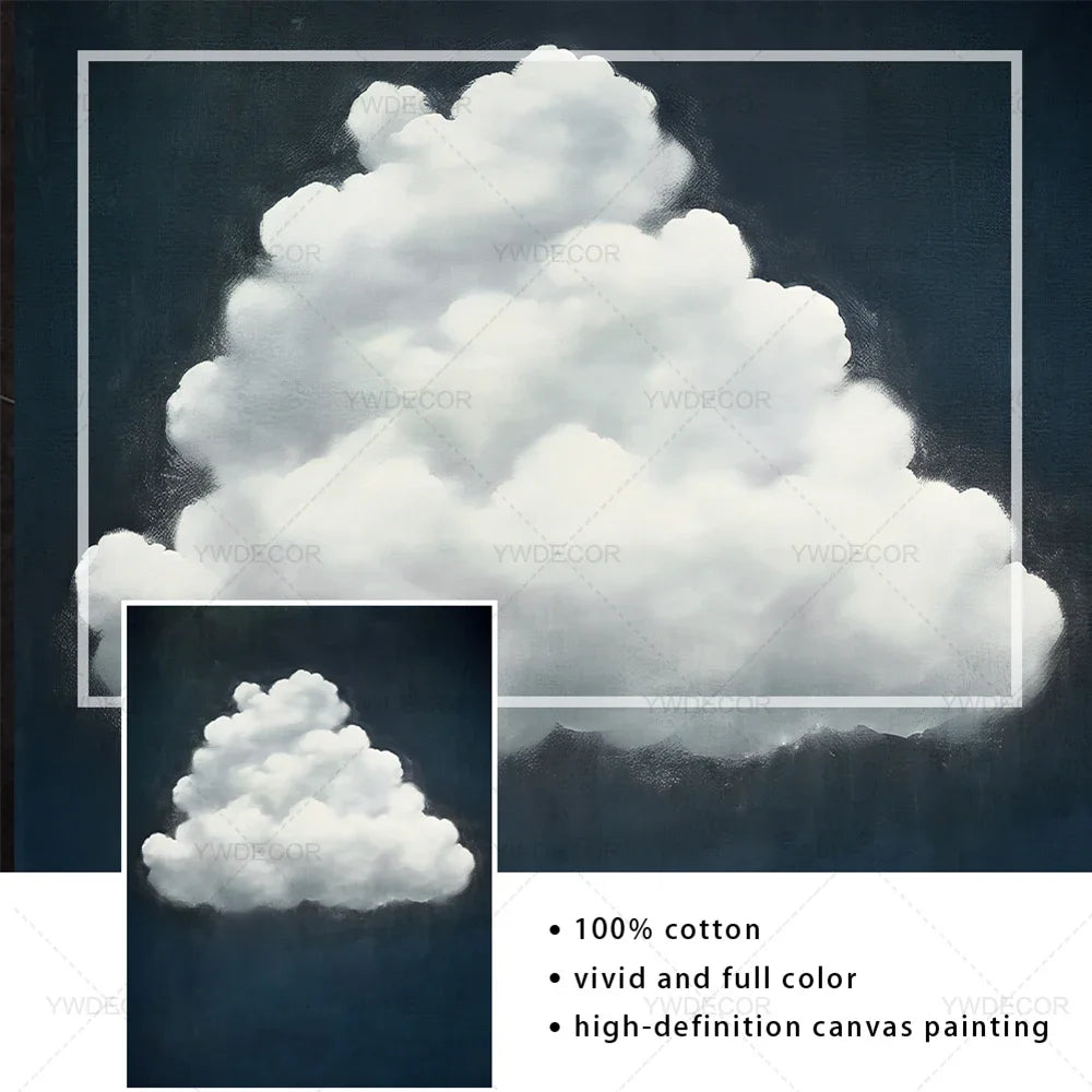 Minimalist Night Sky Blue Cloud Canvas Posters Wall Art
