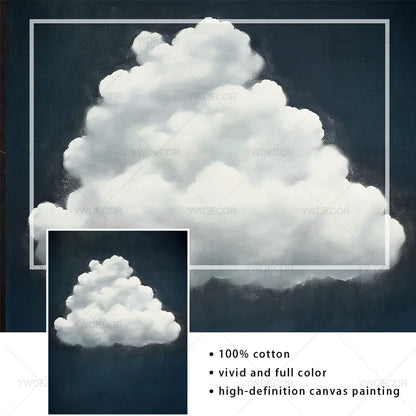 Minimalist Night Sky Blue Cloud Canvas Posters Wall Art