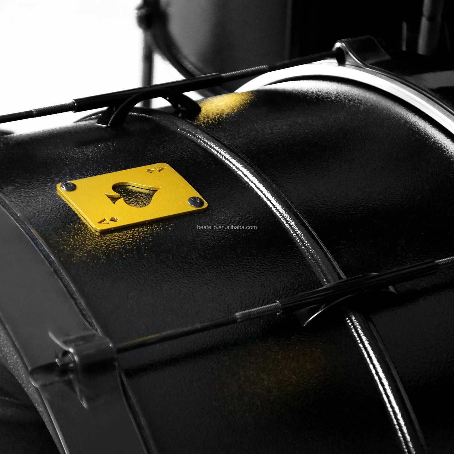 Beatello ACE Of SPADES Professional Drum Set With ABS Special Bass Drum Head Enhancer - Percussion Instrument (Metal Power Drum Set)