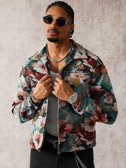 Men's Autumn Ins Floral Handsome Coat