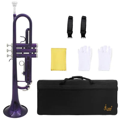 SLADE Trumpet Bb B Flat Trumpet Brass Multicolor Classic Material Monel Piston Professional Wind Instrument With Accessories