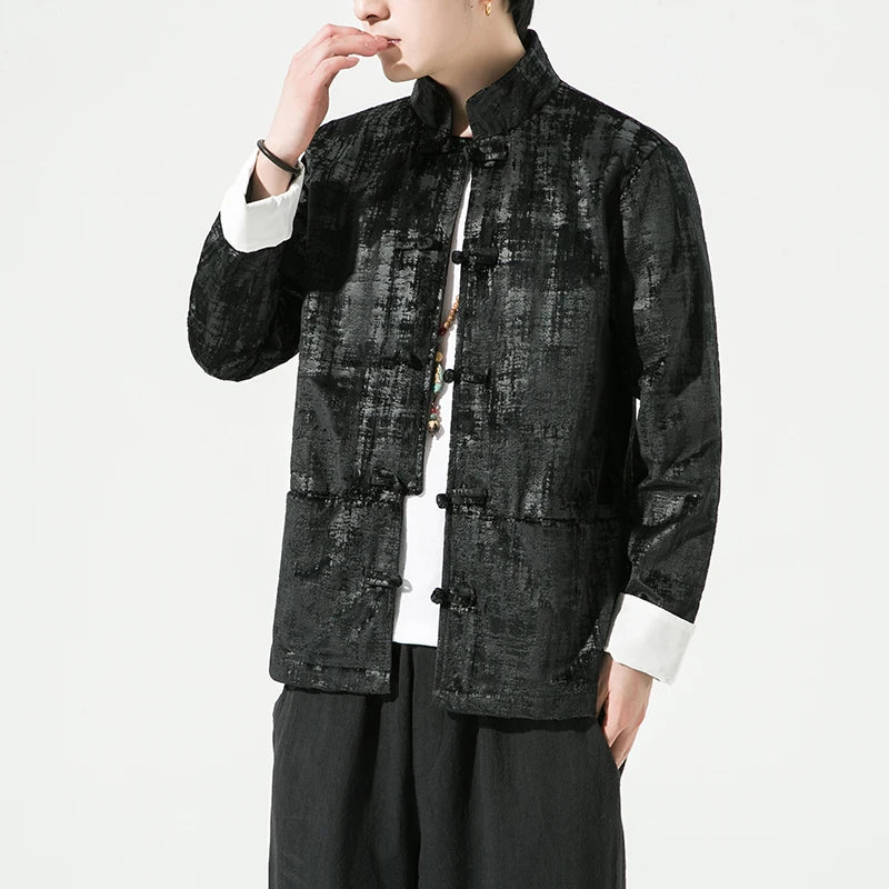 Men's Traditional Casual Hanfu Style Velvet Jacket