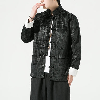Men's Traditional Casual Hanfu Style Velvet Jacket