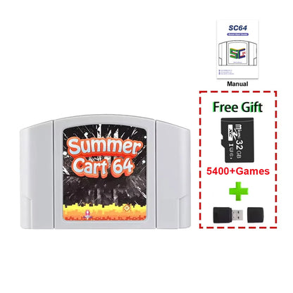 5400 In 1 SummerCart 64 Game Card For N64 - Retro Game Cartridge With 32GB TF Card (No Region Restriction)