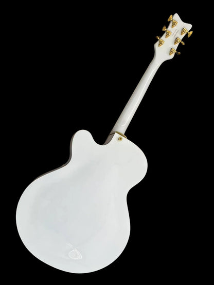 High quality white Fal-con Semi-Hollow Body Jazz Electric Guitar, Large ratio vibrato Bridge, Gold hardware - #3456