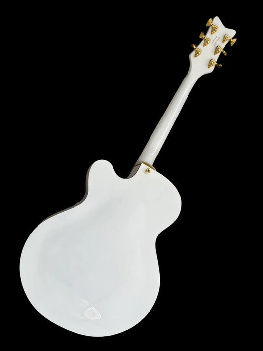 High quality white Fal-con Semi-Hollow Body Jazz Electric Guitar, Large ratio vibrato Bridge, Gold hardware - #3456