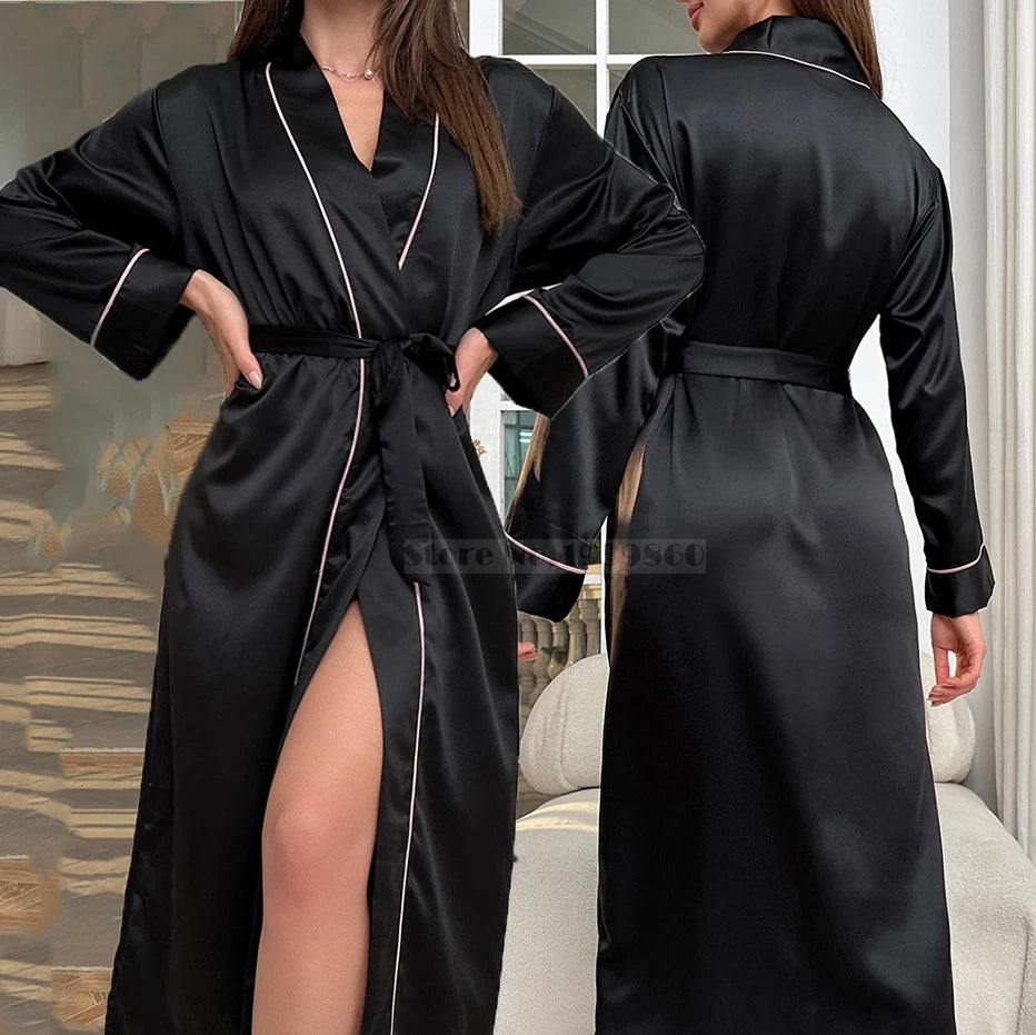 Women's Silk Satin Kimono Nightgown