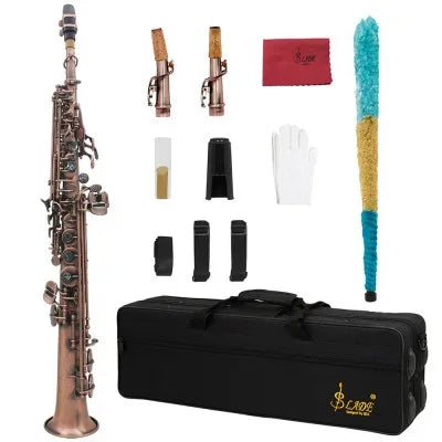SLADE Soprano Saxophone -  Bb/B Flat Natural Body Carved Design with Shoulder Case
