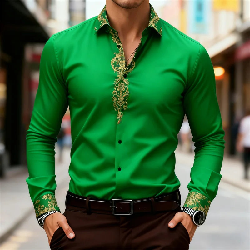 2025 New Men's Shirt, Street Style, 3D Printed High-Definition Pattern Print, Stylish Lapel Design, Versatile Trendy Men's Top