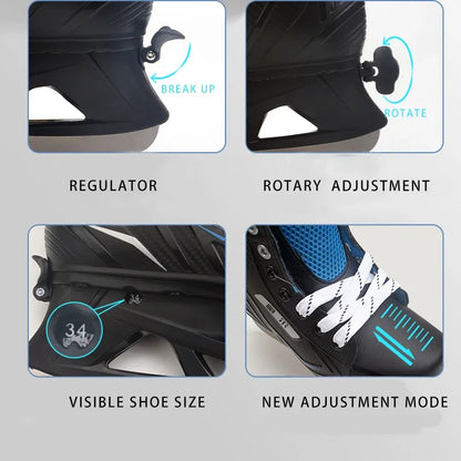 Adjustable Ice Hockey Skates for Adults – Insulated Winter Ice Skates with Stainless Steel Blades for Beginners