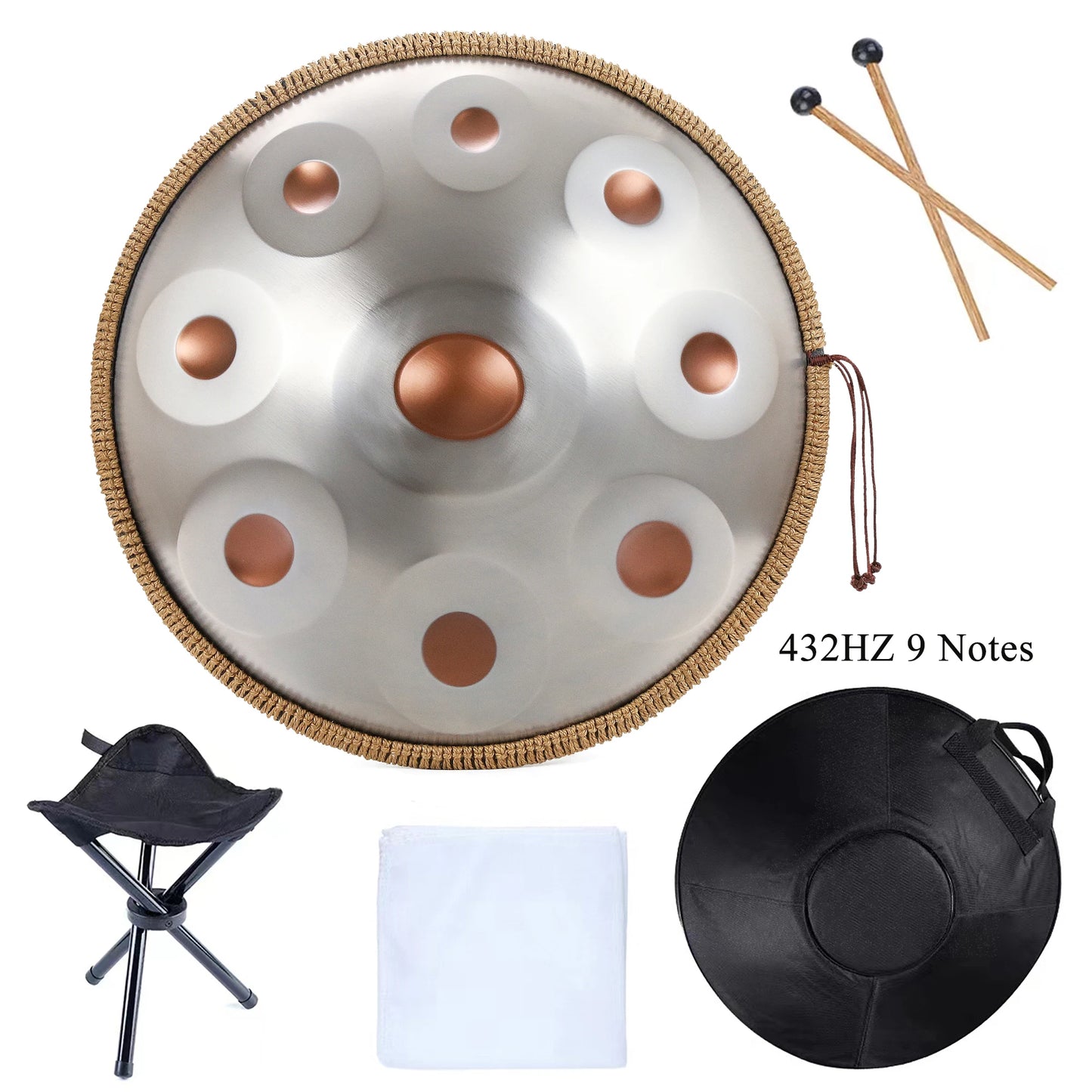 22 inch Handpan 432HZ D Minor 9 10 12 Notes 440HZ Nitride Pantam Drum Hand Pan Stainless Steel  for Beginner Meditation Yoga