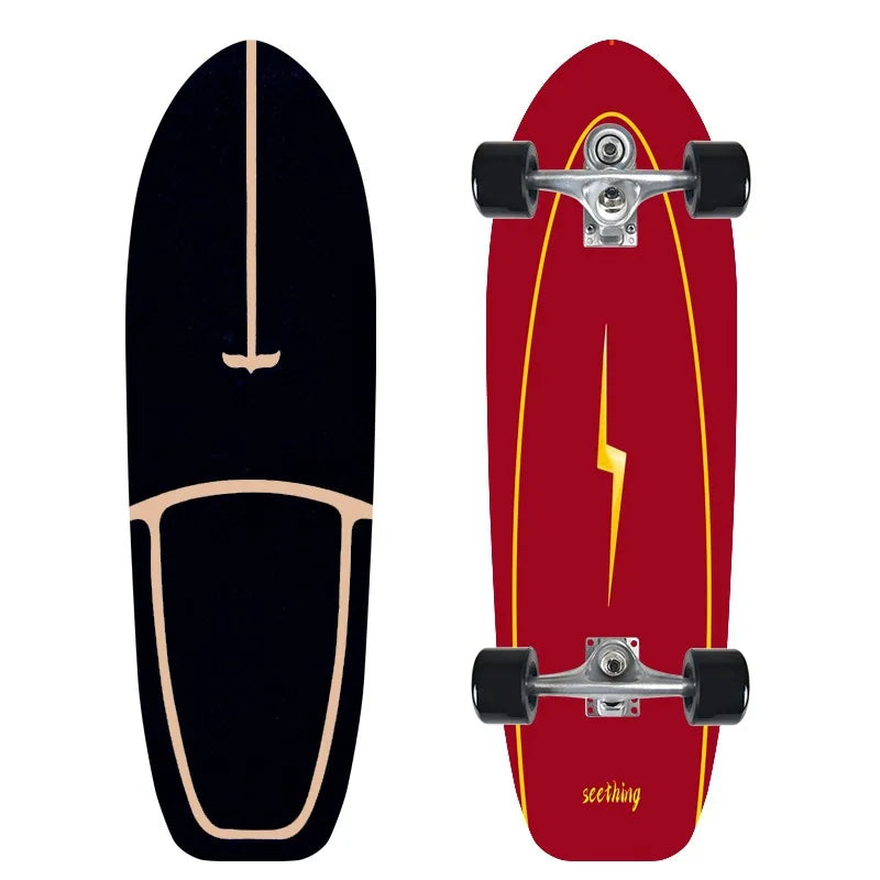 CX7 Maple Surfskate Cruiser, Single Kick Carving Longboard for Pumping & Street Riding