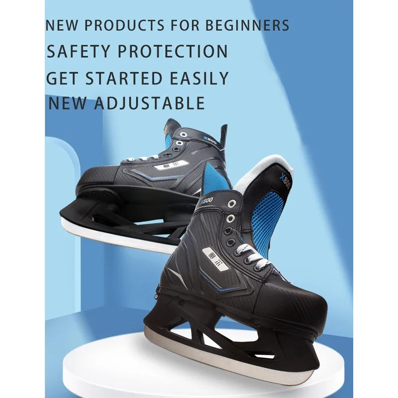 Adjustable Ice Hockey Skates for Adults – Insulated Winter Ice Skates with Stainless Steel Blades for Beginners