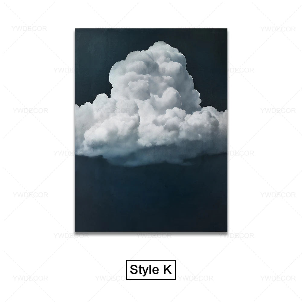 Minimalist Night Sky Blue Cloud Canvas Posters Wall Art