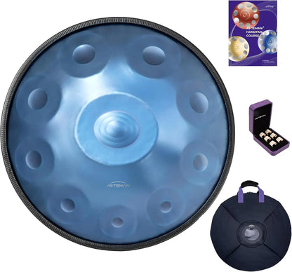 Handpan in D Minor,432hz 22inches with 10 notes, comes with a backpack, courses, finger sleeves, stand, cleaning cloth