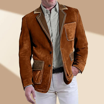 Men's Retro Suede Multi-pocket 3D Style Suit Jacket