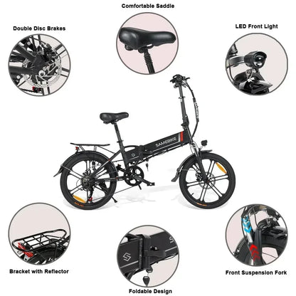 Samebike 20", 350W Brushless Motor,  Aluminum Alloy Folding Frame E Bike- 48V10.4AH Battery