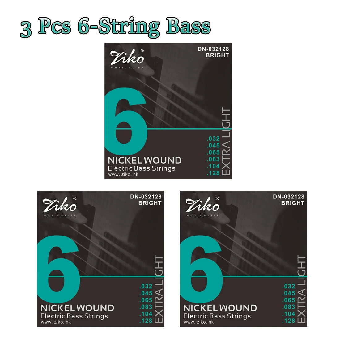 ZIKO  4/5/6  Carbon Steel Hexagonal Alloy Electric Bass Strings - 5/10 Set
