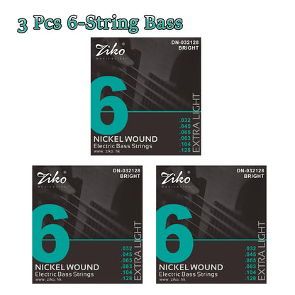 ZIKO  4/5/6  Carbon Steel Hexagonal Alloy Electric Bass Strings - 5/10 Set