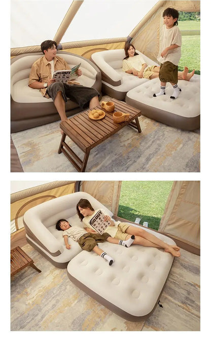 Inflatable Bed Double Person Inflatable Air Lazy Sofa Outdoor Portable Foldable Camping Couple Rear Exhaust Cushion Bed Couch
