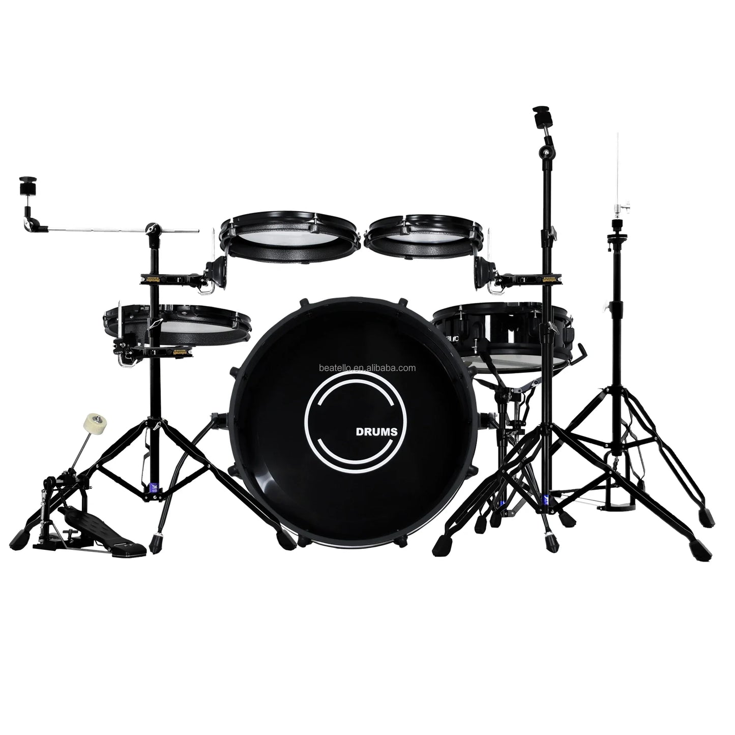 JBK Professional Percussion Low Frequency Full Sizes 5 Piece Drum Set - Portable Tablet Pads