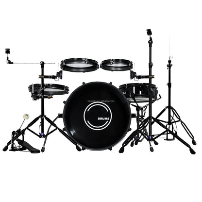 JBK Professional Percussion Low Frequency Full Sizes 5 Piece Drum Set - Portable Tablet Pads