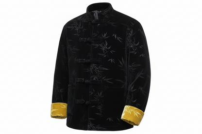 Men's  Velvet Ancient Chinese Style Retro Jackets - Style Bamboo Leaf (Thickened Cotton-padded Coat)