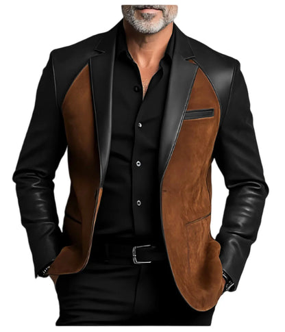 Men's  Designer Splicing Classic PU Suit Coat