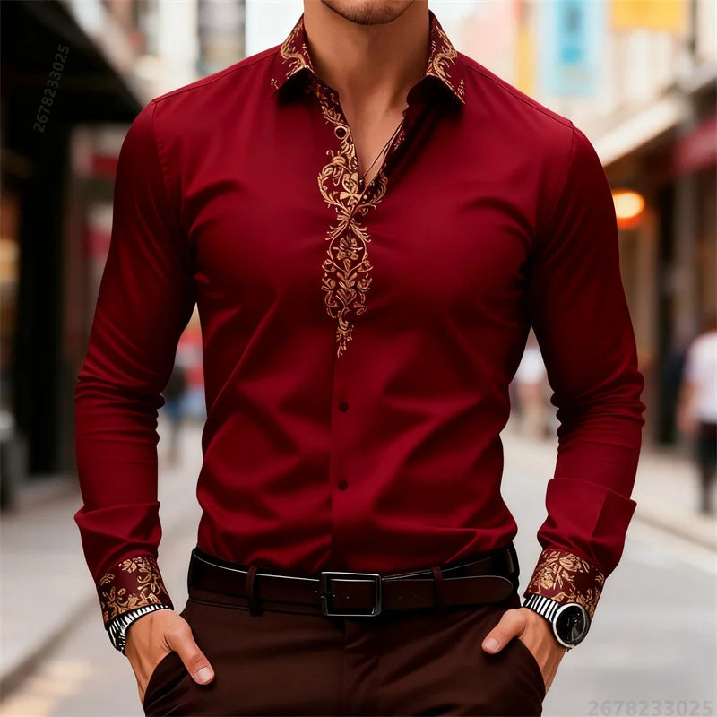 2025 New Men's Shirt, Street Style, 3D Printed High-Definition Pattern Print, Stylish Lapel Design, Versatile Trendy Men's Top